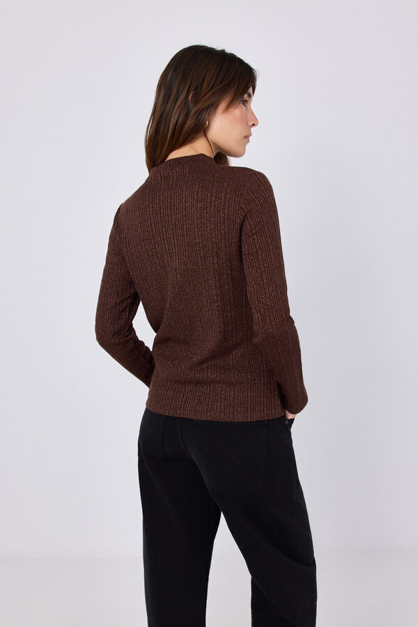 Cortefiel Lurex knit top Brown