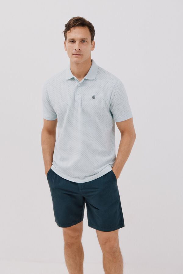 Cortefiel Printed polo shirt Blue