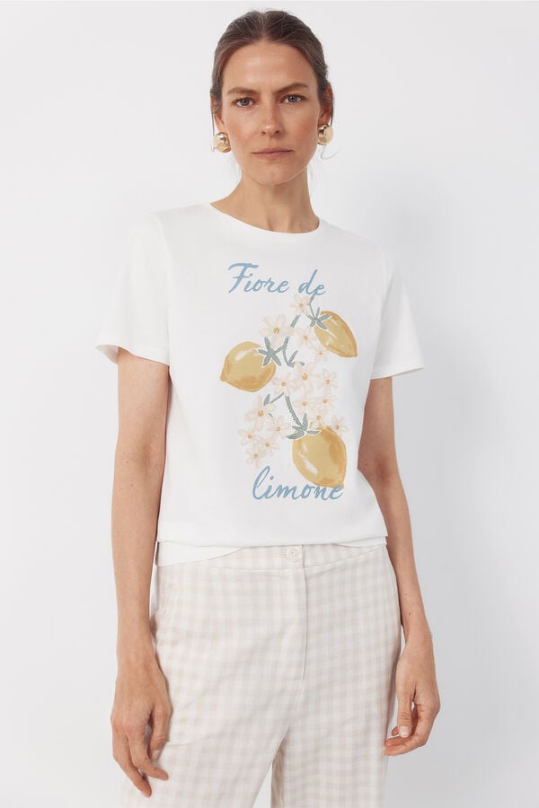 Cortefiel Printed t-shirt White