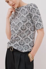 Cortefiel T-shirt básica decote barco Cinzento