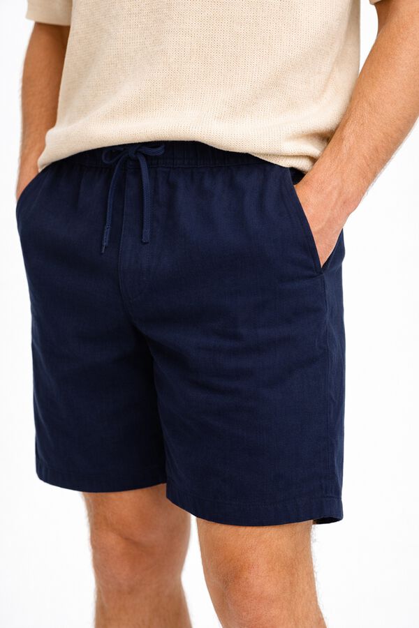 Selected Linen short Blue