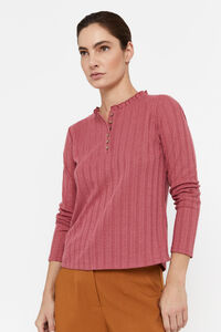 Cortefiel Textured buttoned top Pink