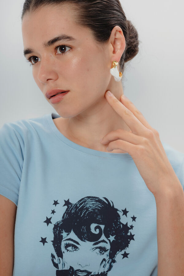Dolores Promesas Celeste Dolores Illustrated T-shirt Blue