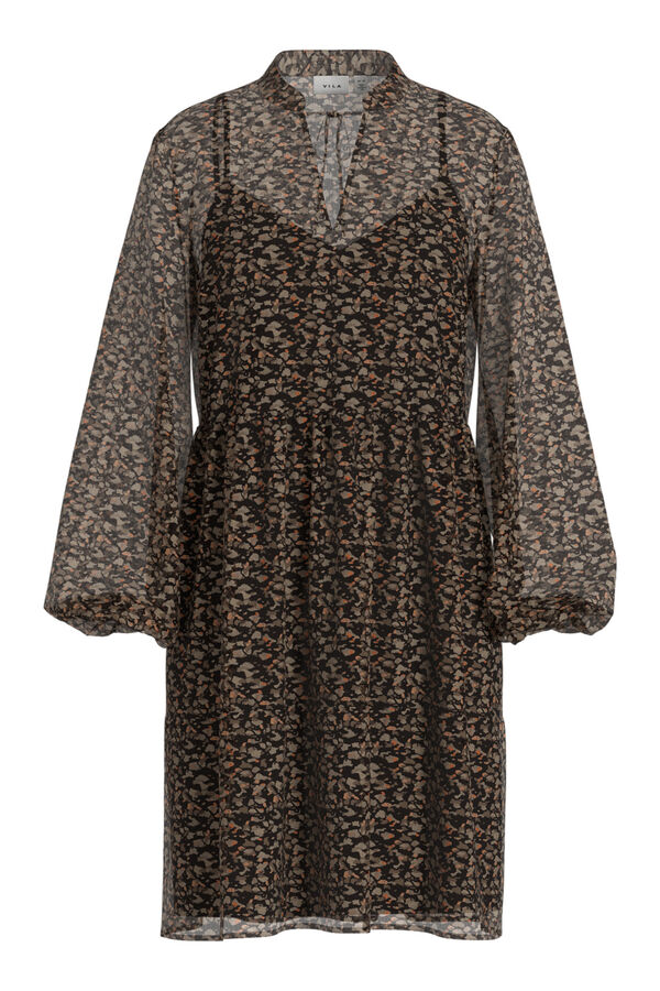Vila Vestido curto de chiffon Preto
