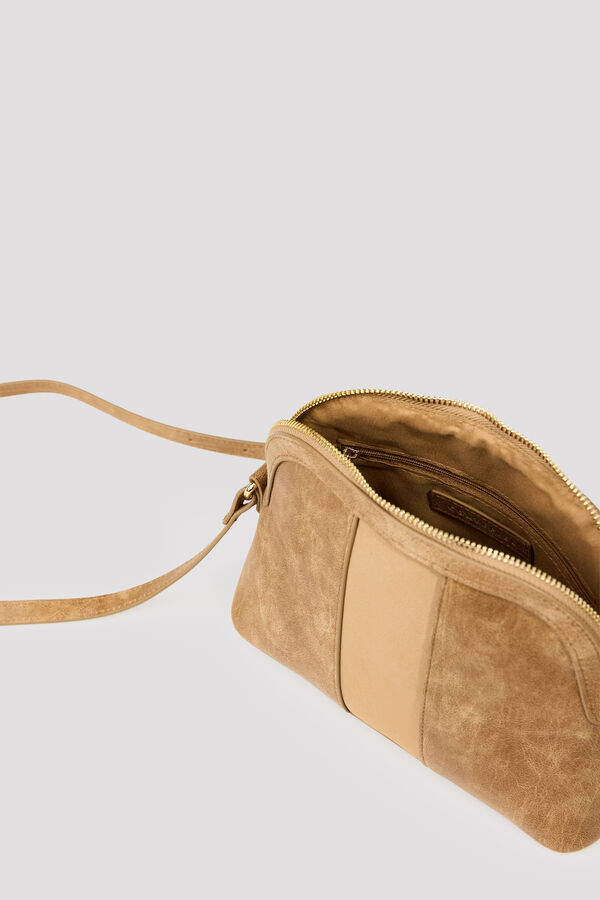 Cortefiel Bimaterial crossbody bag Beige