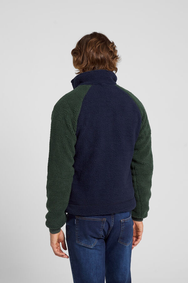 Cortefiel Blue-green reversible fleece jacket Blue