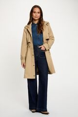 Morgan Long parka with high neck Beige