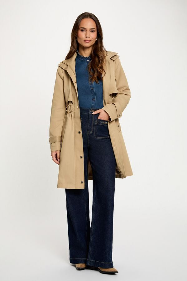 Morgan Long parka with high neck Beige