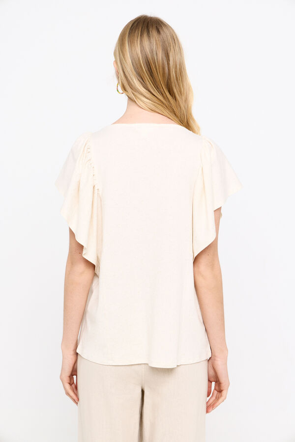 Cortefiel Rustic embroidered top Nude