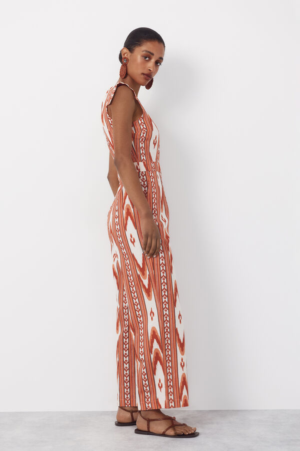 Cortefiel Printed jumpsuit Printed red