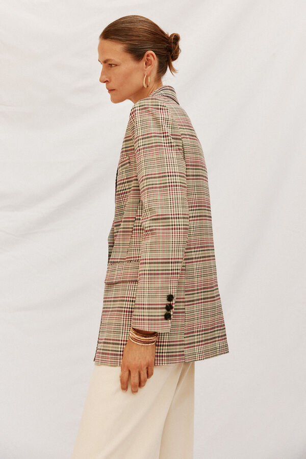 Cortefiel Checked blazer Maroon