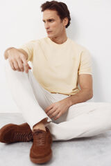 Cortefiel Piqu&eacute; basic T-shirt Yellow