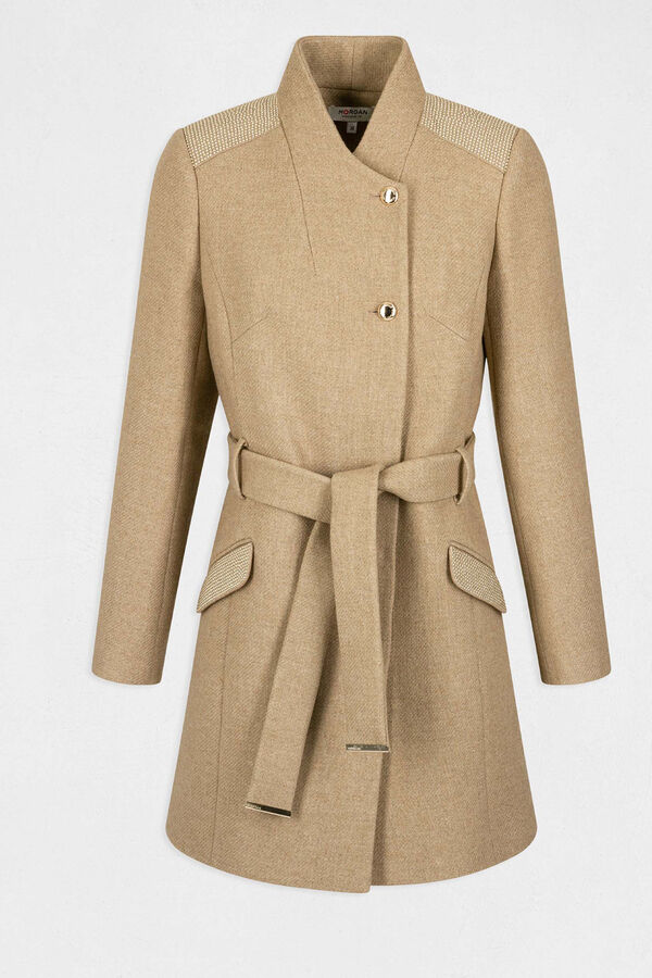 Morgan Loose-fitting coat with belt Beige