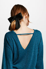 Vila Long sleeve jumper with open back Turquoise