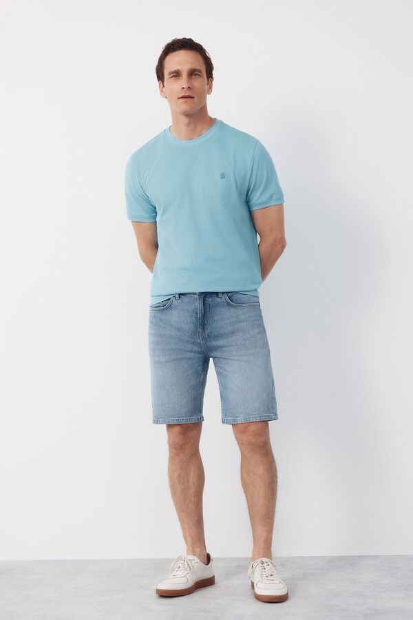 Cortefiel Camiseta b&aacute;sica piqu&eacute; Turquesa