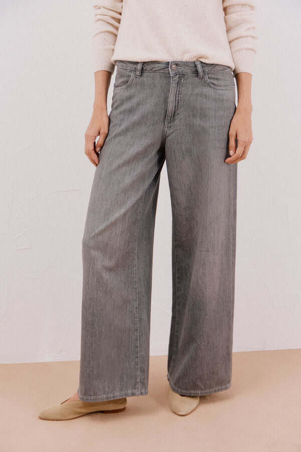 Cortefiel Calça jeans palazzo longa  Cinzento