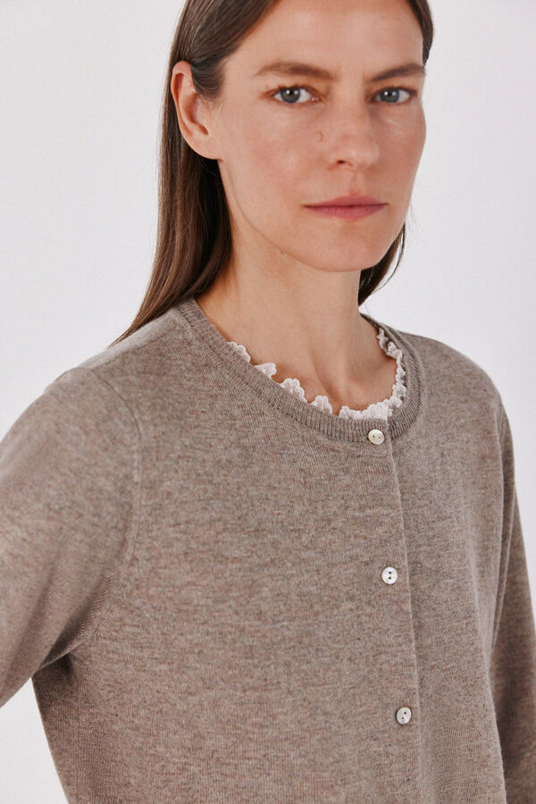 Cortefiel Jacket with neck appliqu&eacute; Beige