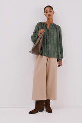 Cortefiel Lurex printed blouse Printed green