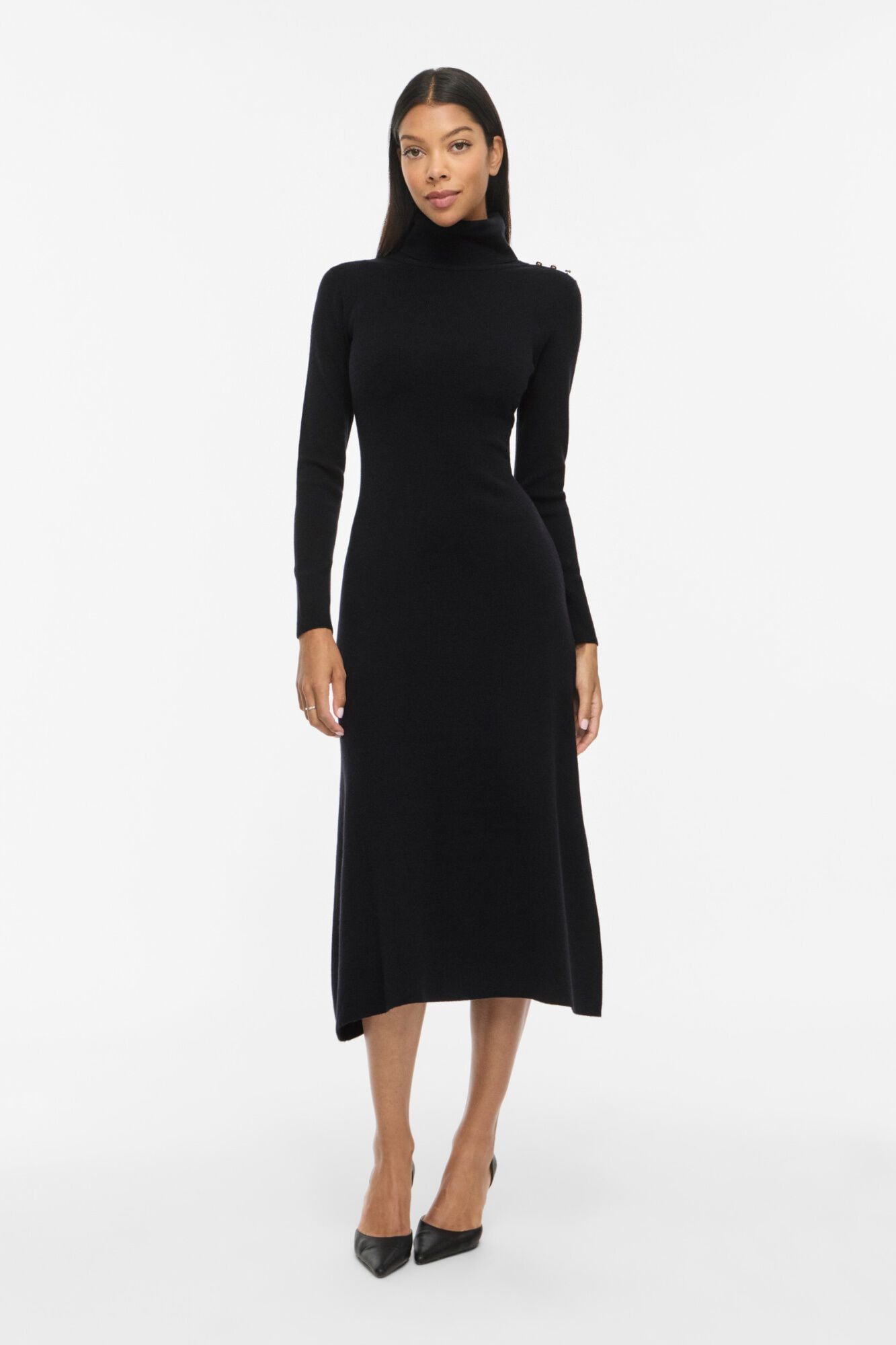 Vila Vestido midi de malha gola alta