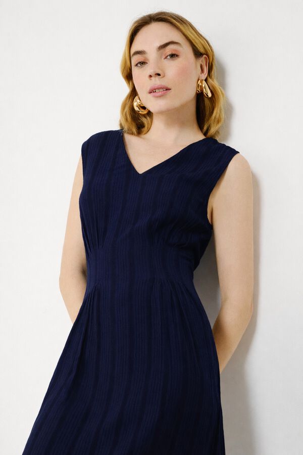 Vila Vestido midi de viscosa Azul marino