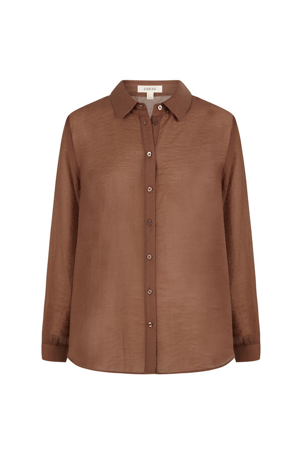 Slowlove Camisa em organza Castanho