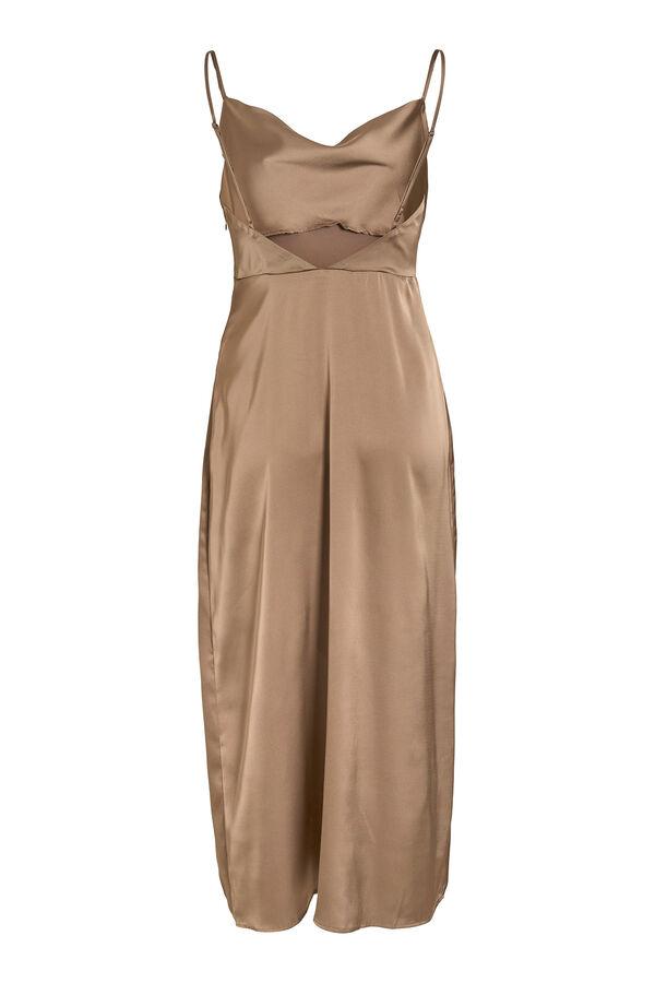 Vila Vestido midi satinado Marrón
