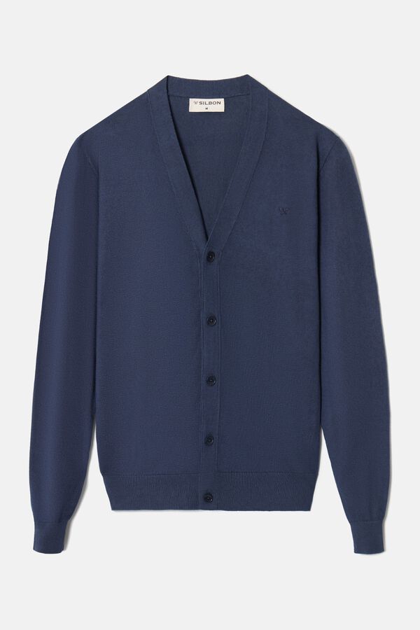 Silbon Cardig&atilde; liso cl&aacute;ssico Azul