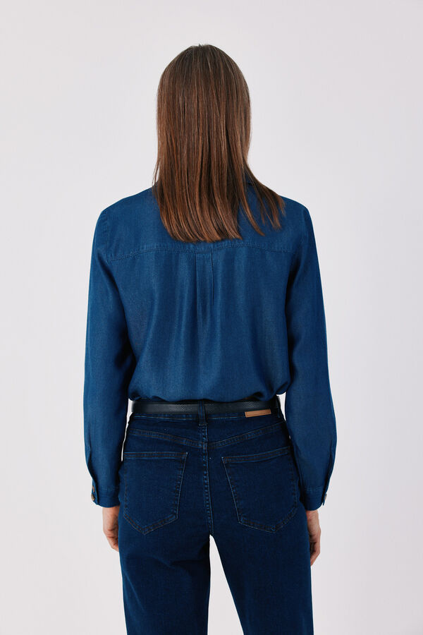 Cortefiel Tencel denim shirt Blue