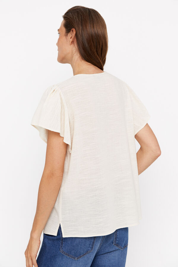 Cortefiel Embroidered top White