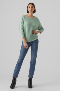 Cortefiel Knit top with 3/4 sleeves and boat neckline Green