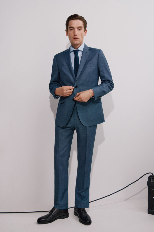 Cortefiel Coolmax® birdseye weave blazer Blue