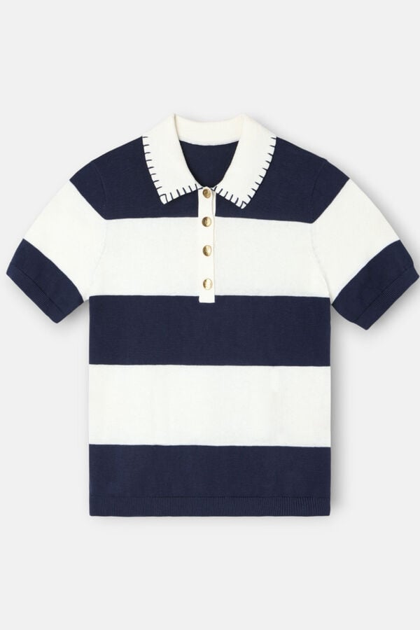 Silbon Polo manga curta em malha Azul