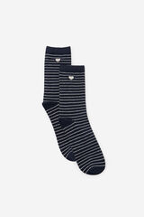 Cortefiel Long sailor sock with heart Navy