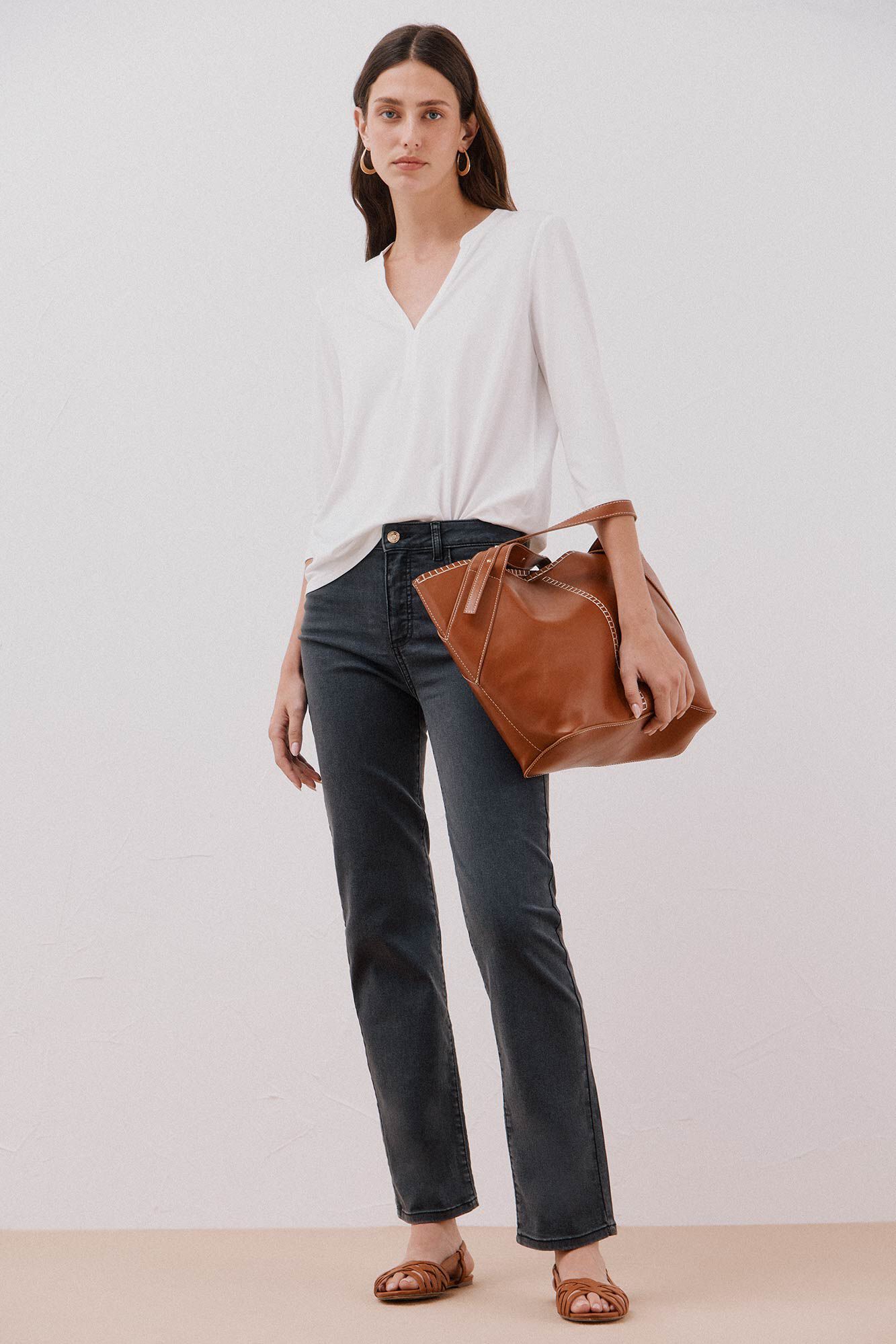 Cortefiel Camiseta b&aacute;sica decote mandarim