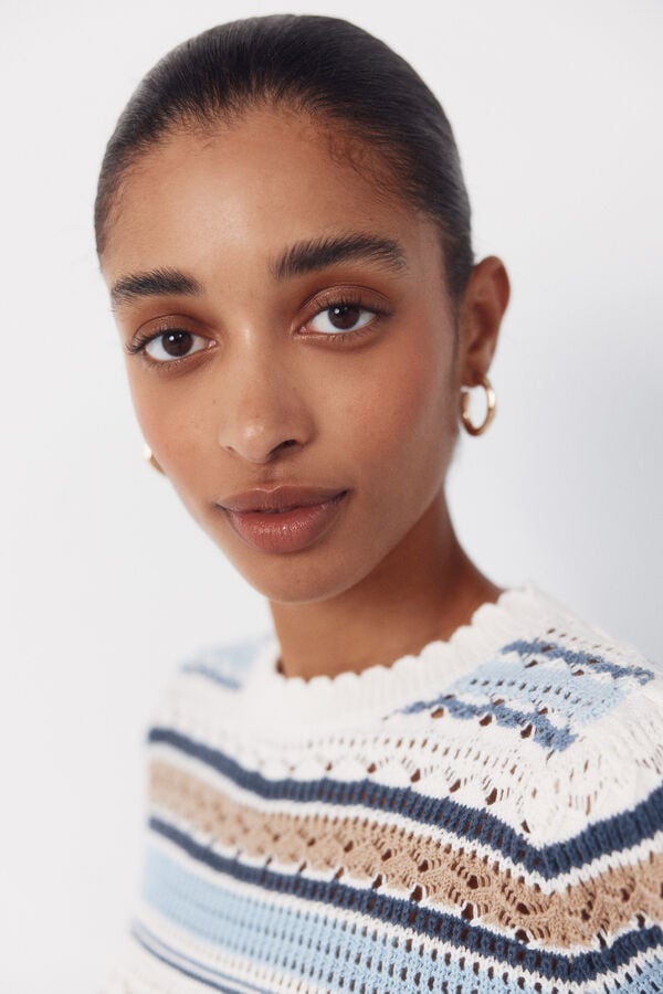 Cortefiel Multicoloured striped jumper Blue