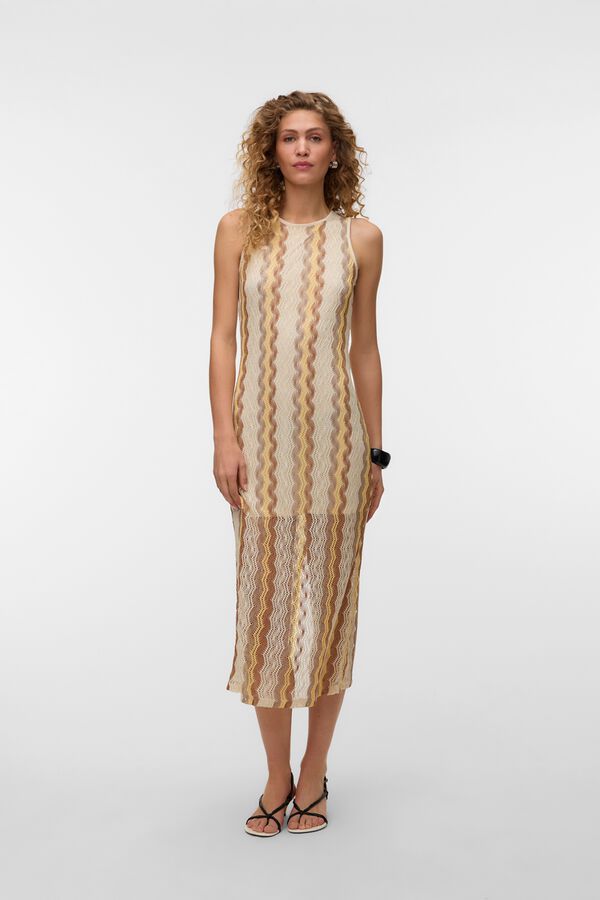 Vero Moda Vestido comprido sem mangas Tostado