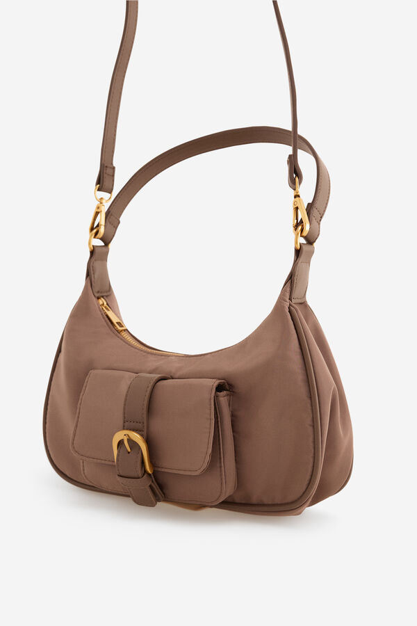 Cortefiel Multi-pocket baguette bag Beige