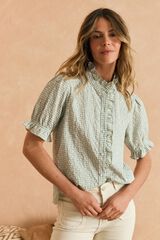 Pol&iacute;n Et Moi Blusa manga curta com folho menta Verde