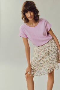 Cortefiel Short-sleeved cotton T-shirt Lilac