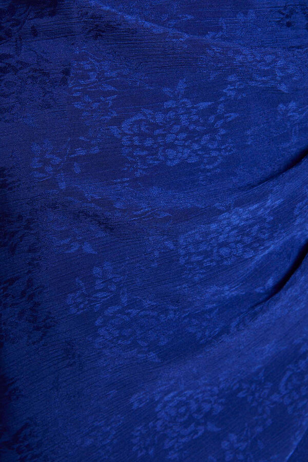 Cortefiel Vestido recto drapeado estampado Azul royal