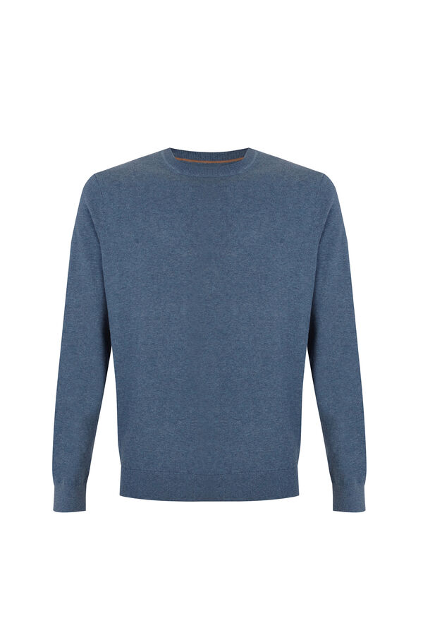 Cortefiel Jersey punto algod&oacute;n cashmere cuello caja Azul