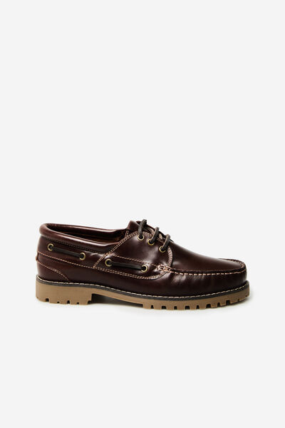 Cortefiel leather nautical Dark brown