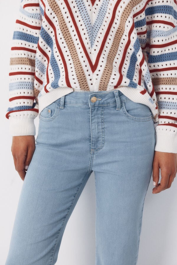 Cortefiel Jeans Sensational Campana Crop Azul oscuro