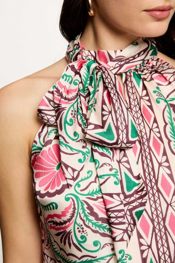 Morgan Blusa acetinada com gola alta Multicolorido