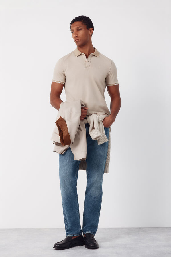 Cortefiel Piqu&eacute; polo shirt Beige