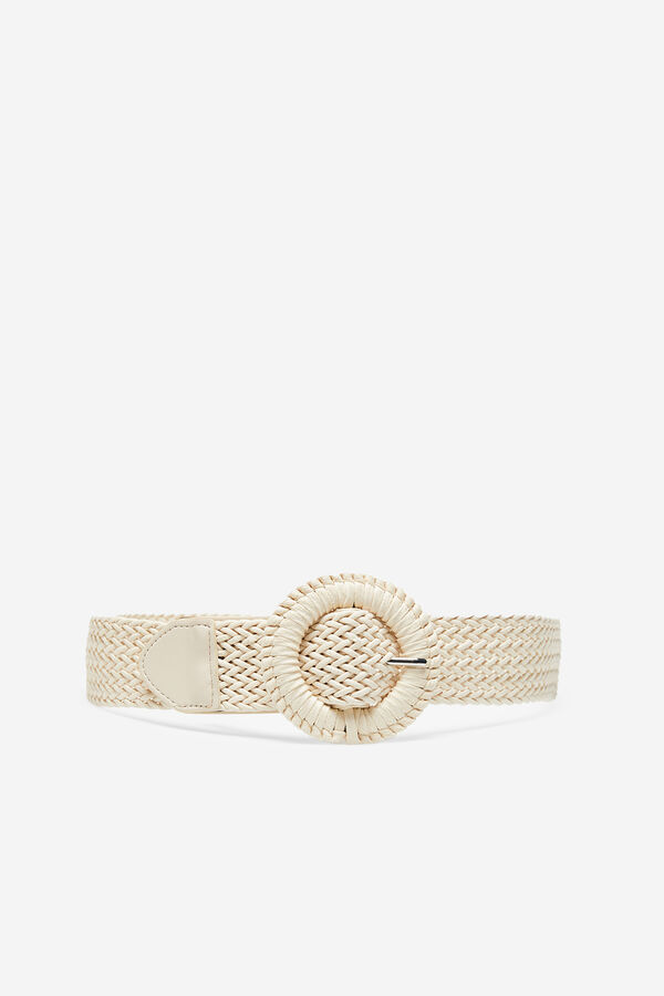 Cortefiel Wide braided belt Ivory