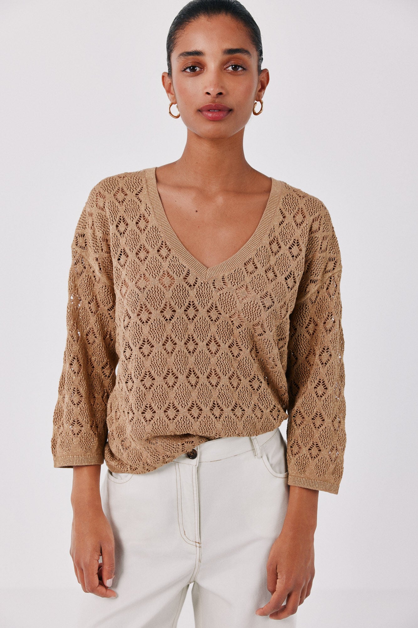 Cortefiel Lurex openwork jumper