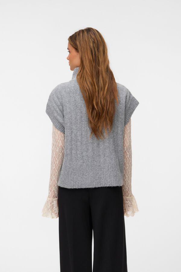 Vero Moda Colete de malha com fecho-&eacute;clair Cinzento