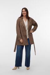 Vero Moda Curve Gabardina cl&aacute;ssica midi tamanhos grandes Castanho