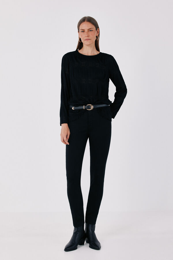 Cortefiel Floral fluid T-shirt Black